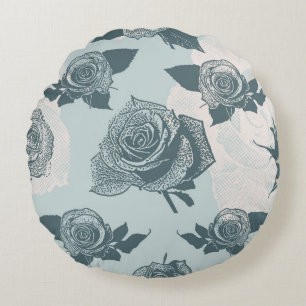 Floral pattern with rose round cushion