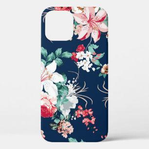 Floral pattern with roses and small flowers with v iPhone 12 case