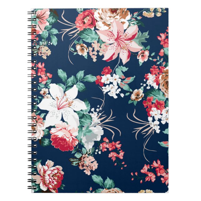 Floral pattern with roses and small flowers with v notebook (Front)