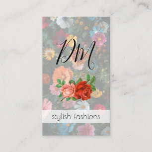 Floral Pattern with Roses Nature Business Card
