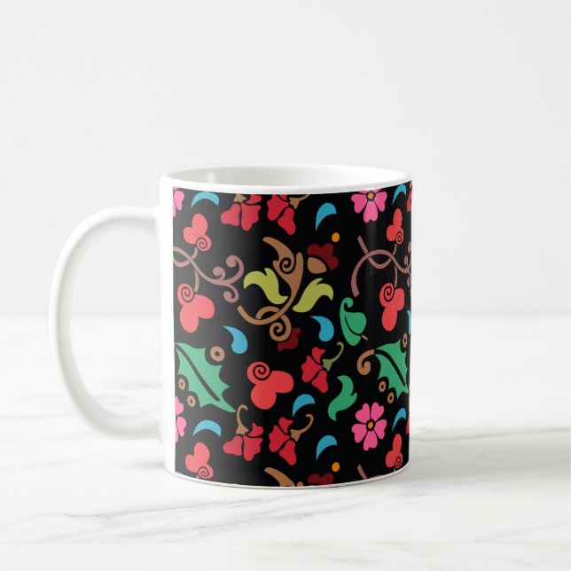 Floral Pattern With Smooth Colour Background-45673 Coffee Mug (Left)
