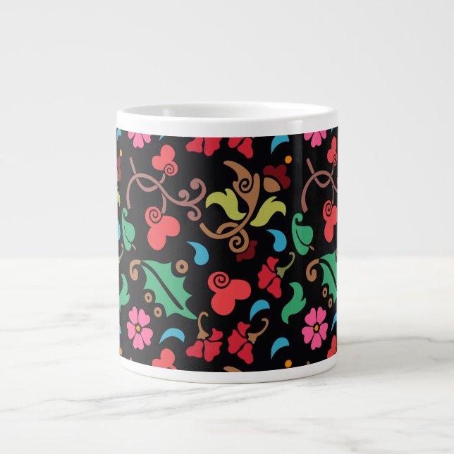 Floral Pattern With Smooth Colour Background-45673 Large Coffee Mug (Front)
