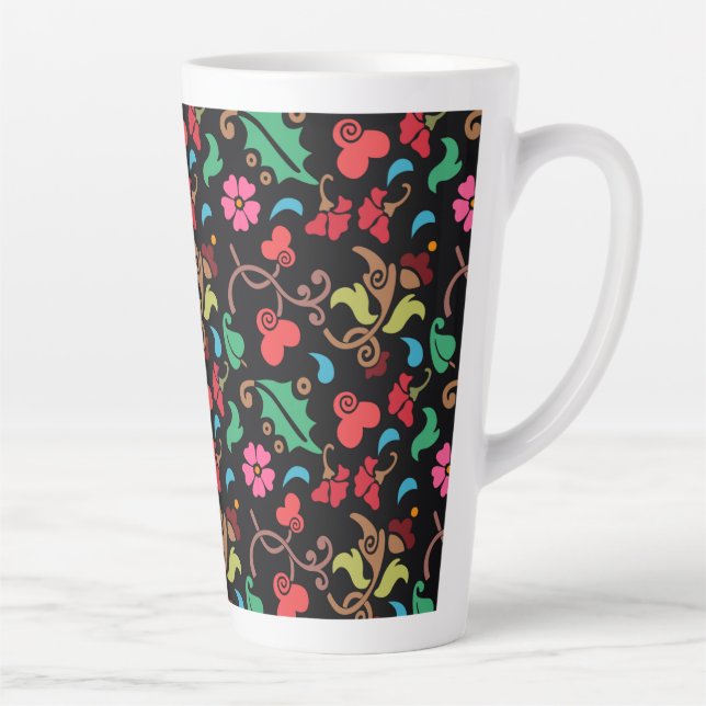 Floral Pattern With Smooth Colour Background-45673 Latte Mug (Right)