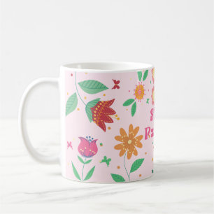 Floral pattern with stay positive text coffee mug