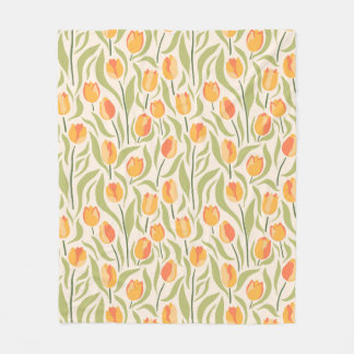Floral pattern with tulips fleece blanket