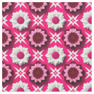 Floral Pattern With Vibrant Pink and White Lotus Fabric