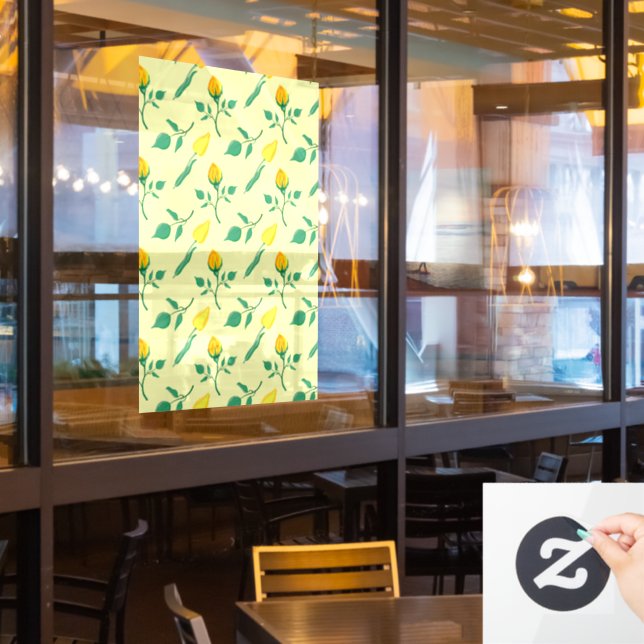 Floral pattern with yellow rose and tulip flowers (Restaurant Window)