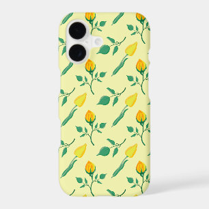 Floral pattern with yellow rose and tulip flowers