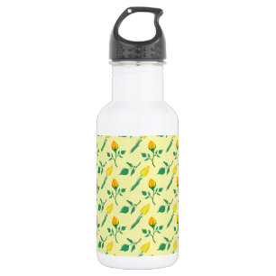 Floral pattern with yellow rose and tulip flowers 532 ml water bottle