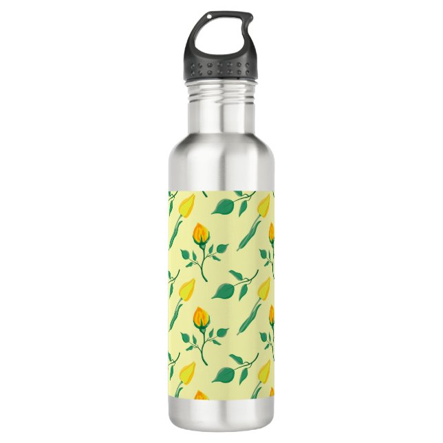 Floral pattern with yellow rose and tulip flowers 710 ml water bottle (Front)