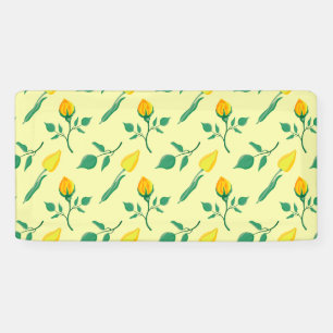 Floral pattern with yellow rose and tulip flowers banner