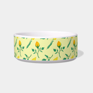 Floral pattern with yellow rose and tulip flowers bowl