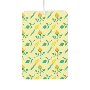 Floral pattern with yellow rose and tulip flowers car air freshener