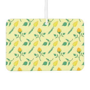Floral pattern with yellow rose and tulip flowers car air freshener