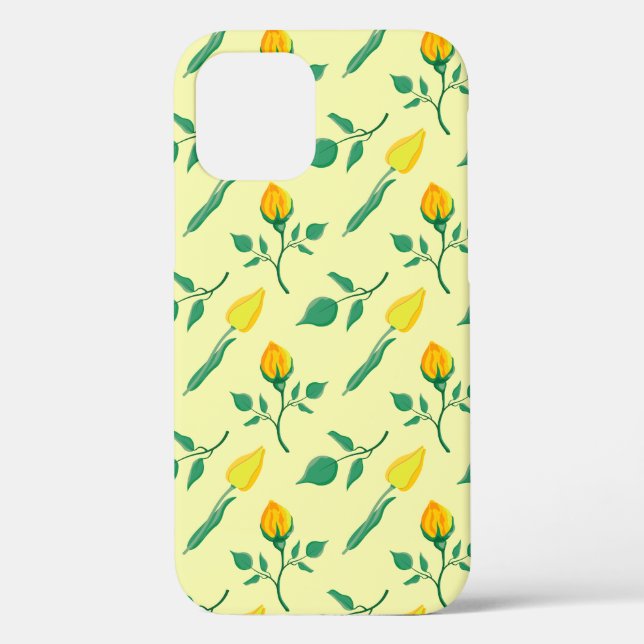 Floral pattern with yellow rose and tulip flowers Case-Mate iPhone case (Back)