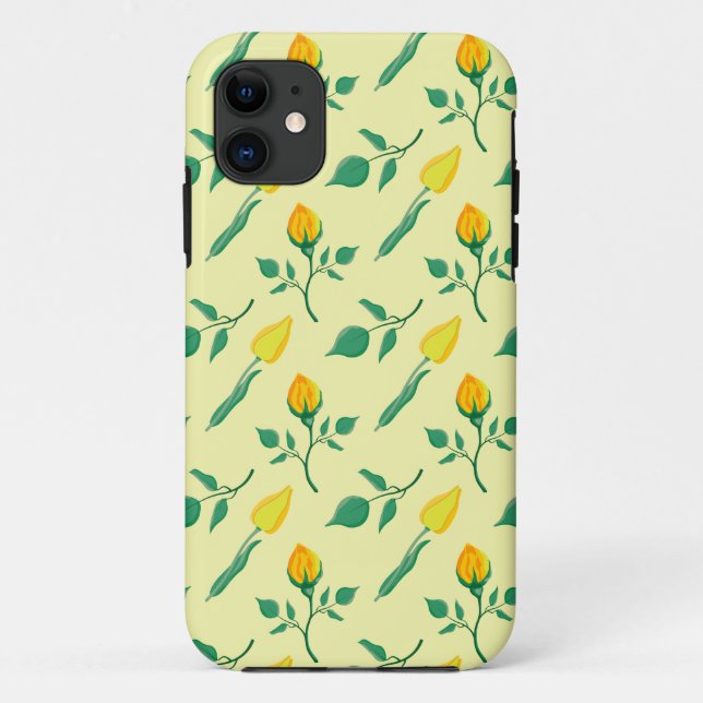 Floral pattern with yellow rose and tulip flowers Case-Mate iPhone case (Back)