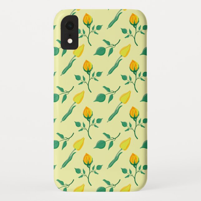 Floral pattern with yellow rose and tulip flowers Case-Mate iPhone case (Back)