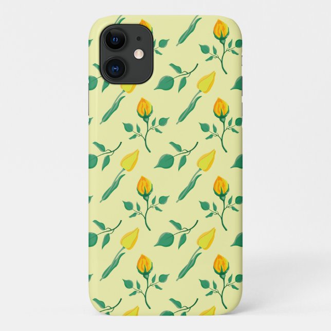 Floral pattern with yellow rose and tulip flowers Case-Mate iPhone case (Back)