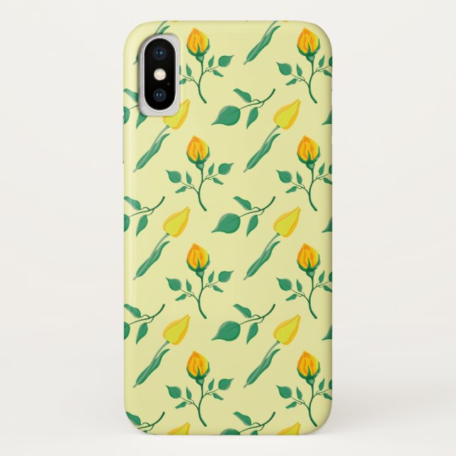 Floral pattern with yellow rose and tulip flowers Case-Mate iPhone case (Back)
