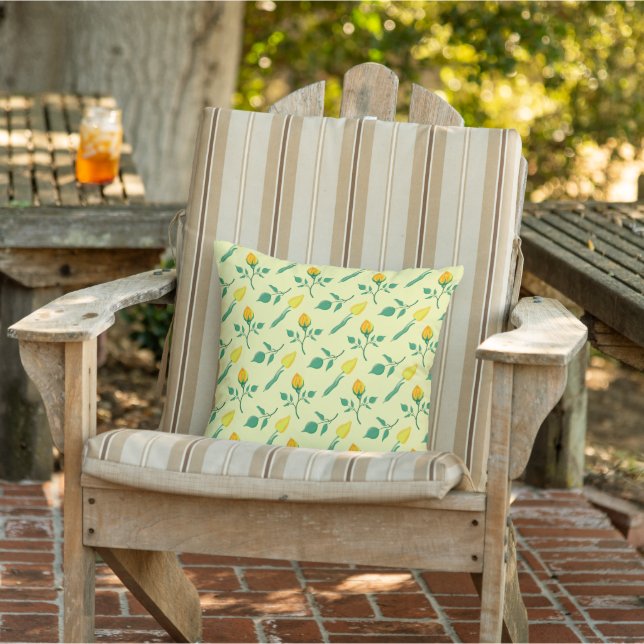 Floral pattern with yellow rose and tulip flowers cushion (Chair)