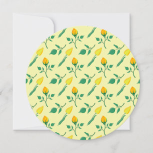 Floral pattern with yellow rose and tulip flowers holiday card