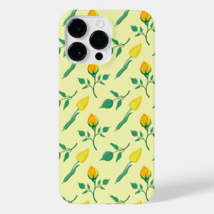 Floral pattern with yellow rose and tulip flowers iPhone 14 pro max case