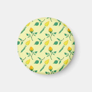 Floral pattern with yellow rose and tulip flowers magnet