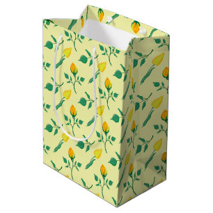 Floral pattern with yellow rose and tulip flowers medium gift bag