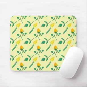 Floral pattern with yellow rose and tulip flowers mouse pad