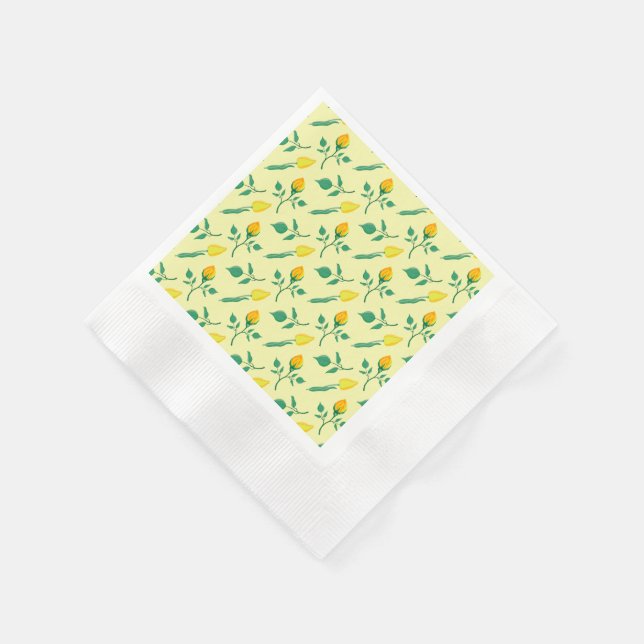Floral pattern with yellow rose and tulip flowers napkin (Corner)
