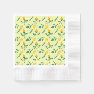 Floral pattern with yellow rose and tulip flowers napkin