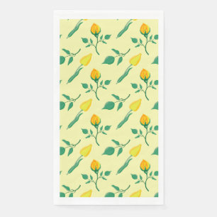 Floral pattern with yellow rose and tulip flowers napkin