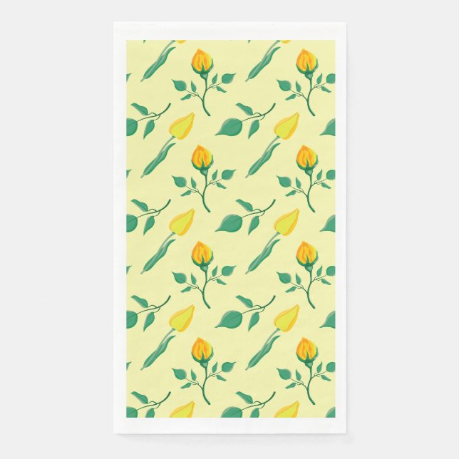 Floral pattern with yellow rose and tulip flowers napkin (Front)