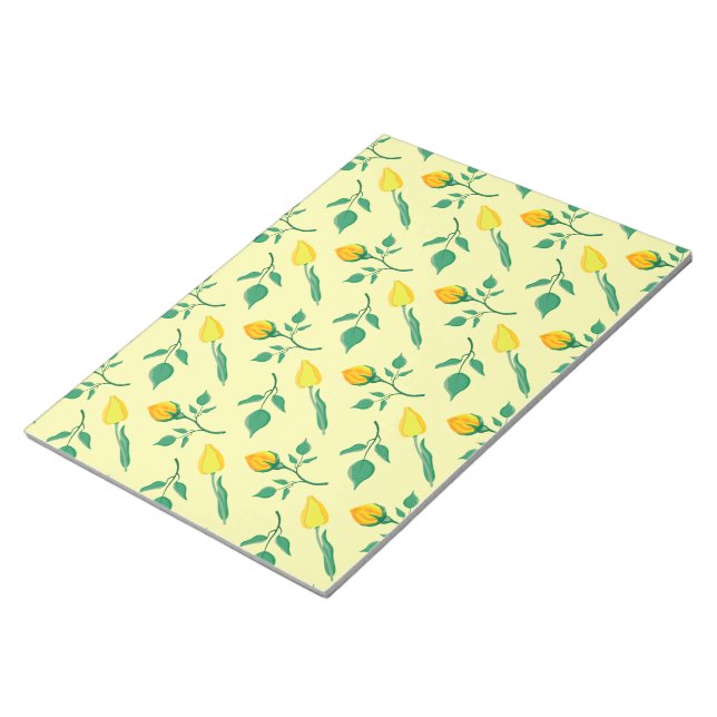 Floral pattern with yellow rose and tulip flowers notepad (Angled)