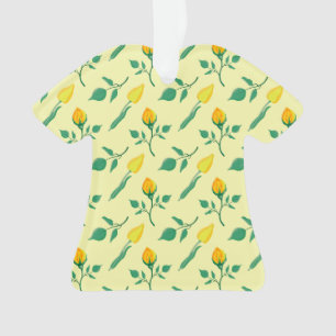 Floral pattern with yellow rose and tulip flowers ornament