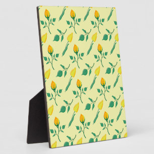 Floral pattern with yellow rose and tulip flowers plaque