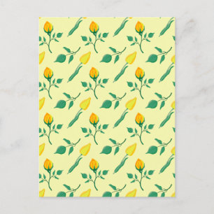 Floral pattern with yellow rose and tulip flowers postcard