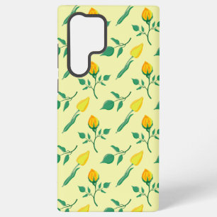 Floral pattern with yellow rose and tulip flowers samsung galaxy case