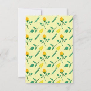 Floral pattern with yellow rose and tulip flowers save the date