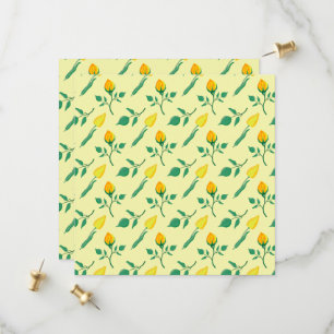 Floral pattern with yellow rose and tulip flowers save the date