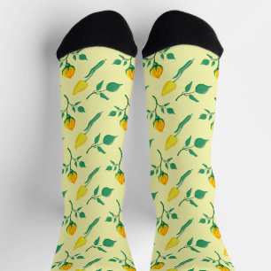 Floral pattern with yellow rose and tulip flowers socks
