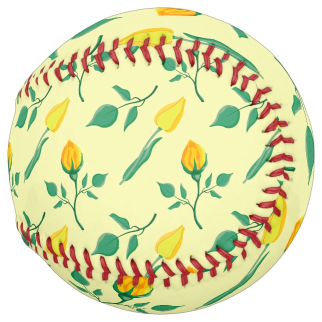 Floral pattern with yellow rose and tulip flowers softball (Front Right)