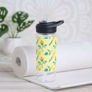 Floral pattern with yellow rose and tulip flowers water bottle