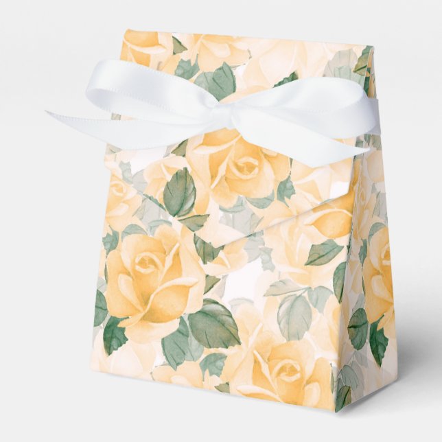 Floral  pattern with yellow roses favour box (Front Side)