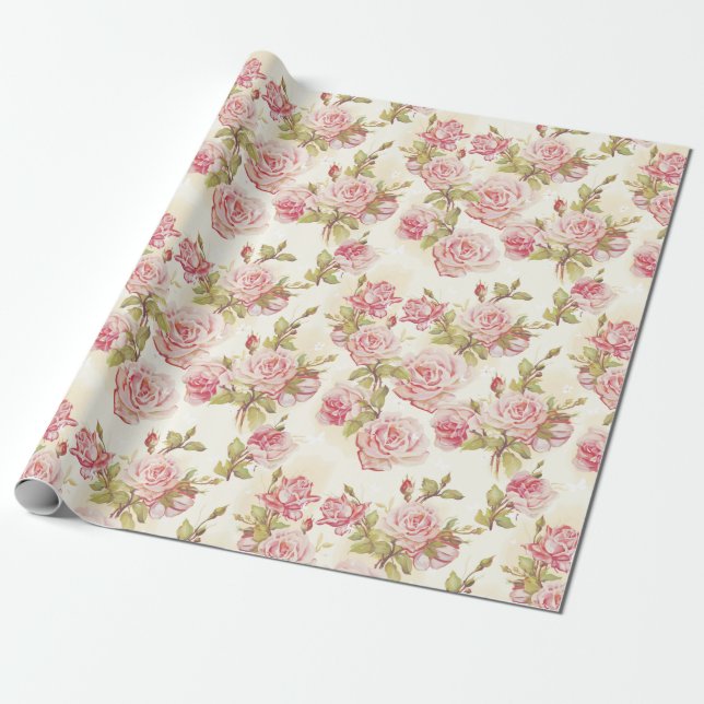Floral pattern wrapping paper (Unrolled)