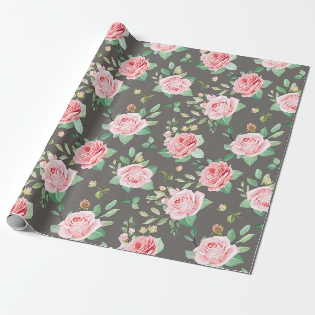 Floral pattern wrapping paper (Unrolled)