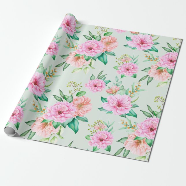 Floral pattern wrapping paper (Unrolled)