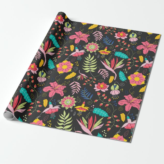 Floral pattern Wrapping Paper (Unrolled)