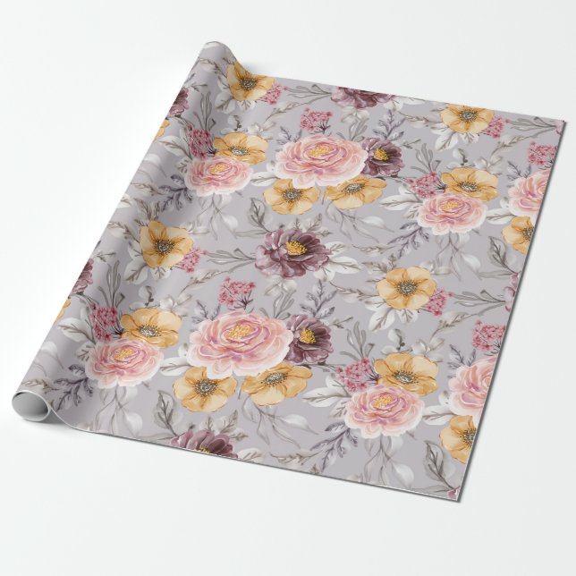 Floral pattern Wrapping Paper (Unrolled)