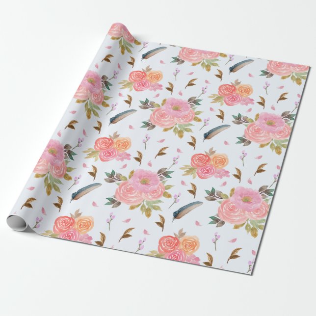 Floral pattern Wrapping Paper (Unrolled)